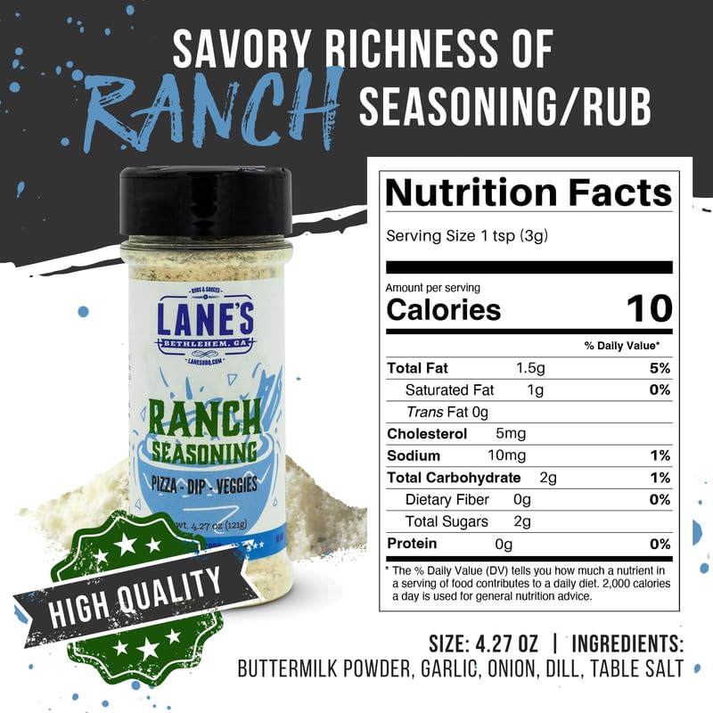 Miniatura 5 de Lane's Ranch - Condimento de alas de pollo, polvo de condimento rancho totalmente natural, perfecto para papas fritas, pizza, salsas y masajes de