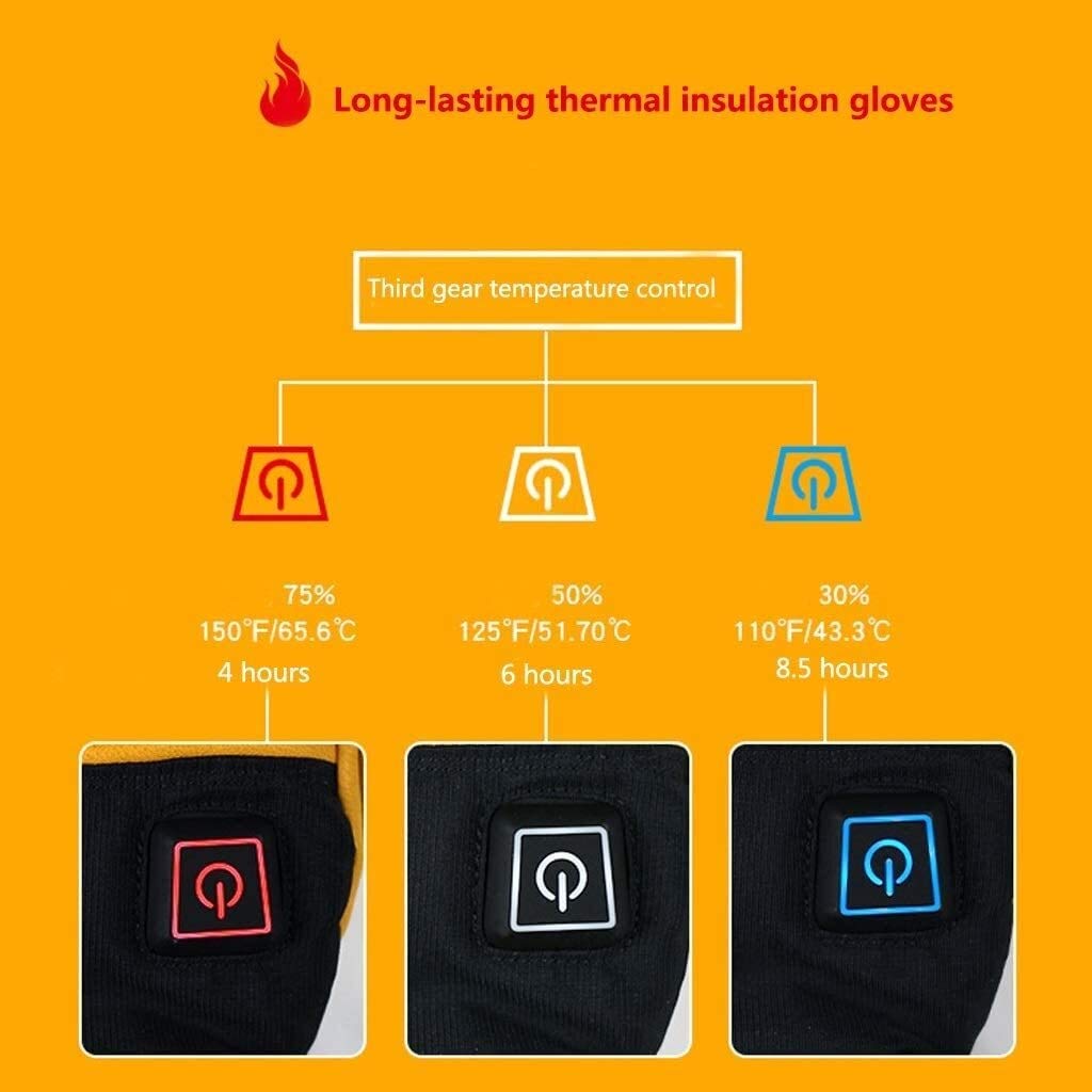 CHEWYNP Guanti Riscaldati Guanti Riscaldati Touch Screen Impermeabile Regolazione della Temperatura in Tre Fasi, Guanti Isolati per Esterni per Sci E Ciclismo Guanti Riscaldati Elettrici (