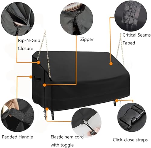 Miniatura 25 de Funda para columpio de porche de 73 pulgadas, resistente al agua, 600D Oxford, para colgar al aire libre, para todo tipo de clima, cubiertas