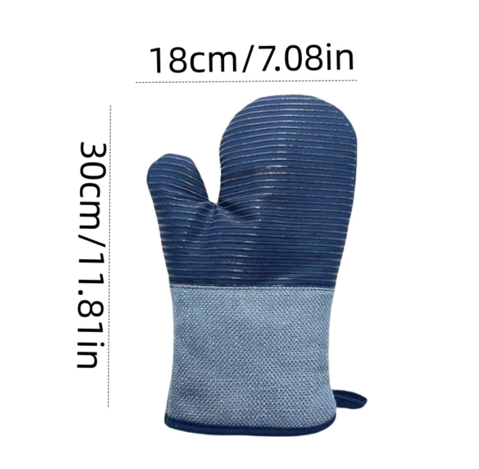 Rękawice do Pieczenia, 1 para silikonowych rękawic kuchennych w paski do pieczenia w pomieszczeniach i na zewnątrz, gotowania i grillowania Idealne do Gotowania(Blue)