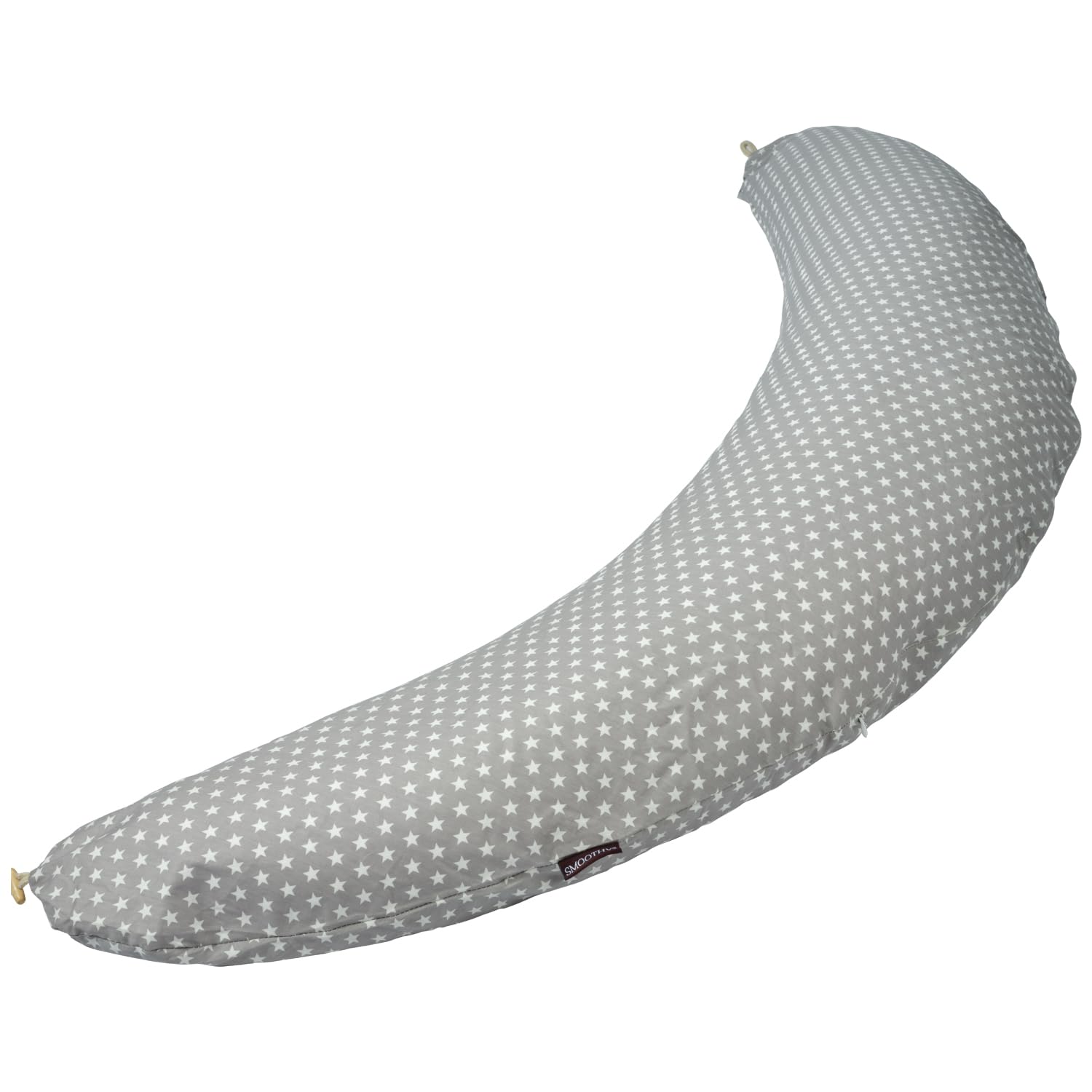 SMOOTHY® Stillkissen Schwangerschaftskissen XXL Premium Seitenschläfer-Kissen; Baumwoll-Bezug Schlafkissen & Lagerungs-Kissen für Mutter & Baby (Grau Sterne, Bezug + EPS-Perlen Füllung)
