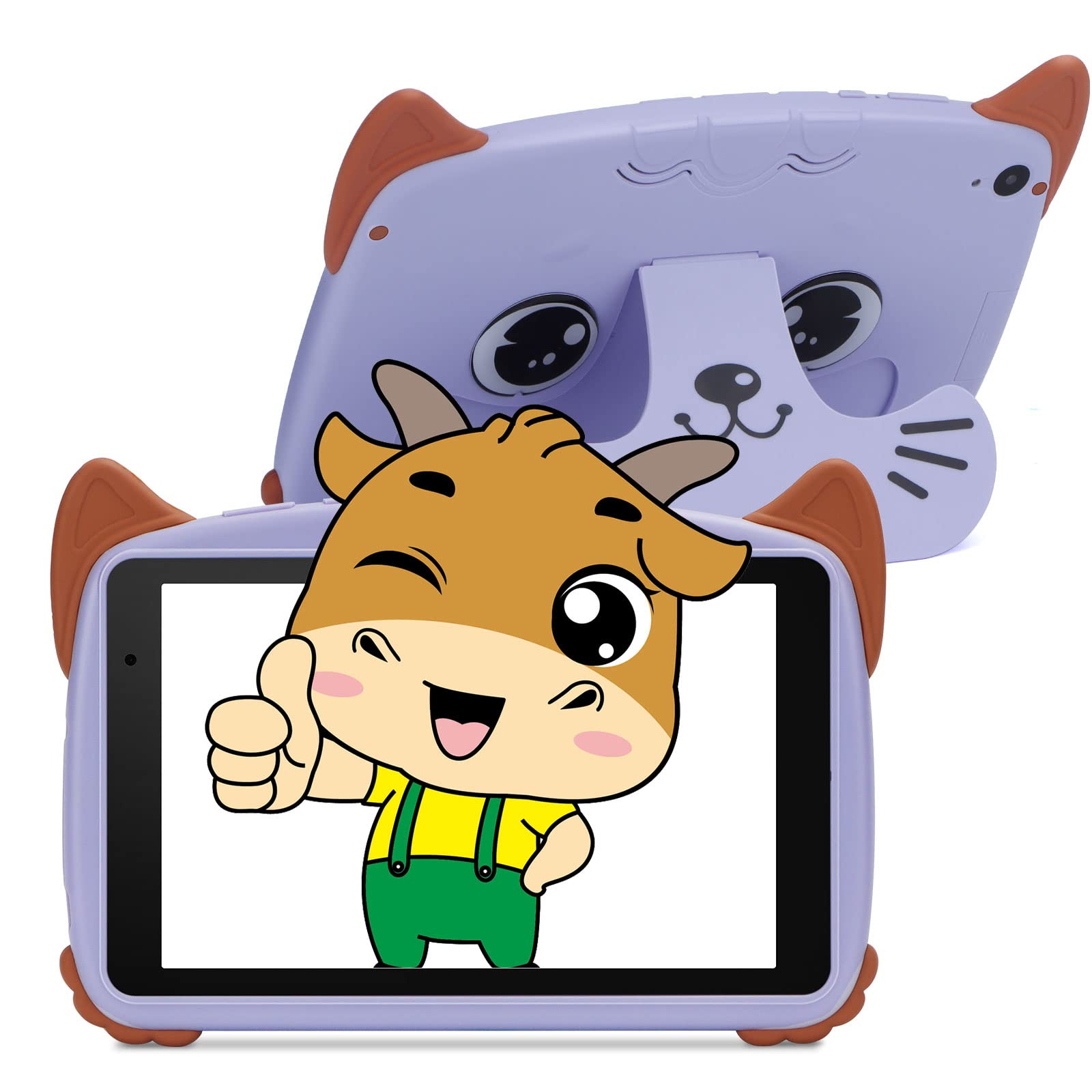 C ideaKids Tablet 8 Inch,Android 12 Tablet for Kids with Case Included,32GB Quad Core,Eyes-Protection HD Display,Dual Camera,WiFi Children Tablet for Girls and Boys 2-5 (Purple)