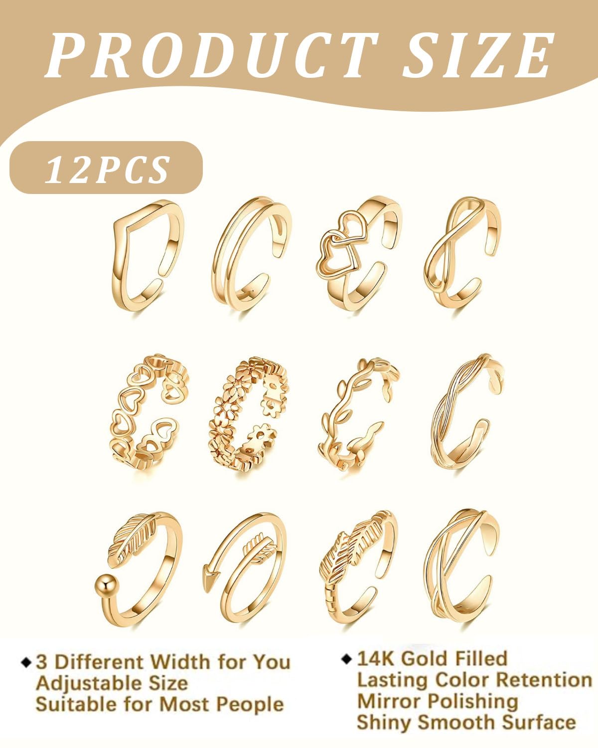 Anillos para Pies Llenos de Oro de Mujer Ajustables con Flores