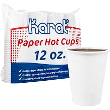 Karat [12oz - 300 ct White Paper Hot Cups, Disposable Coffee Cups, Perfect for To Go Drinks and Parties, Sturdy, Heat Resistant, and Ideal for Hot and Cold Beverages C-HC12W 300