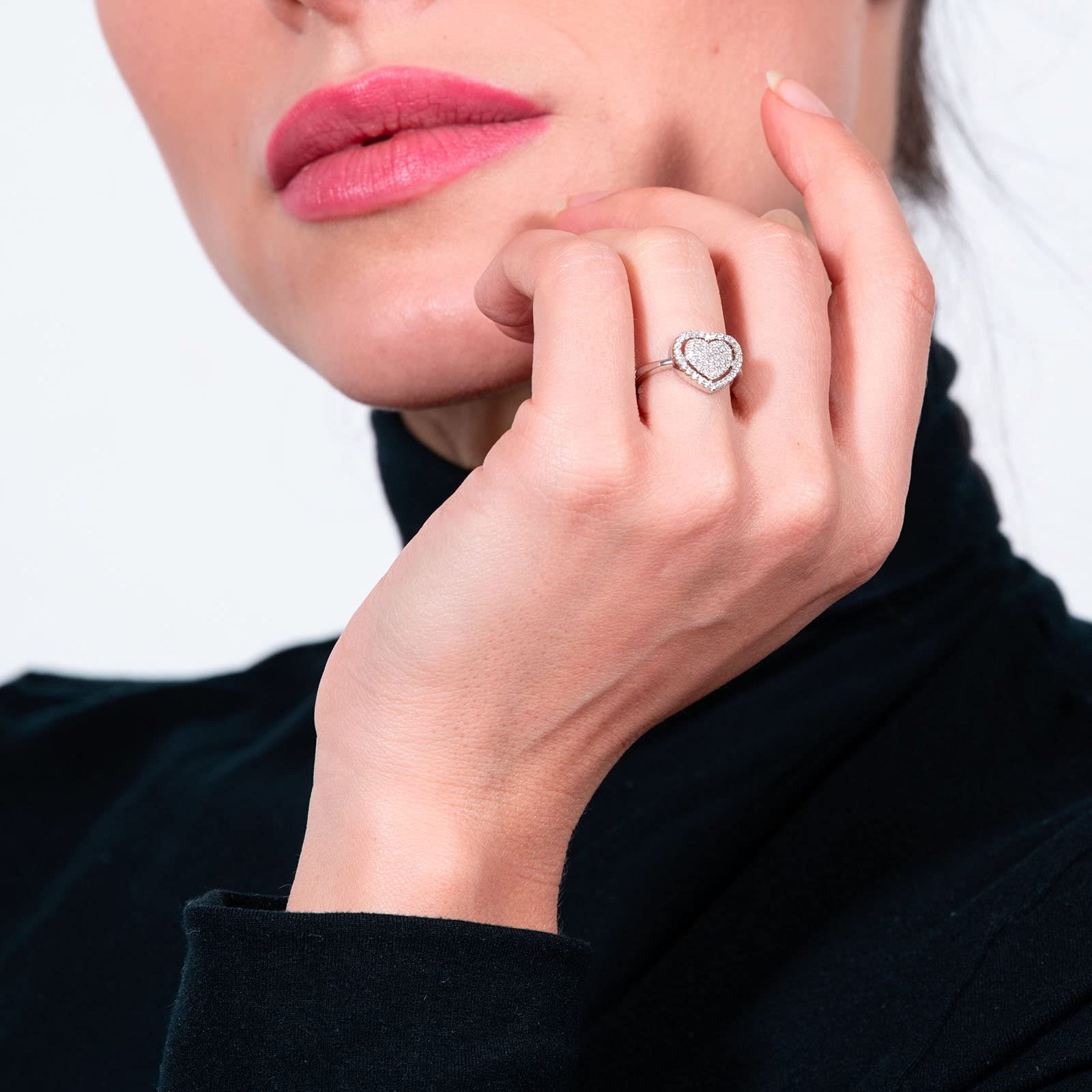 Anello Cuore di zirconi Donna Argento 925 con zirconi -