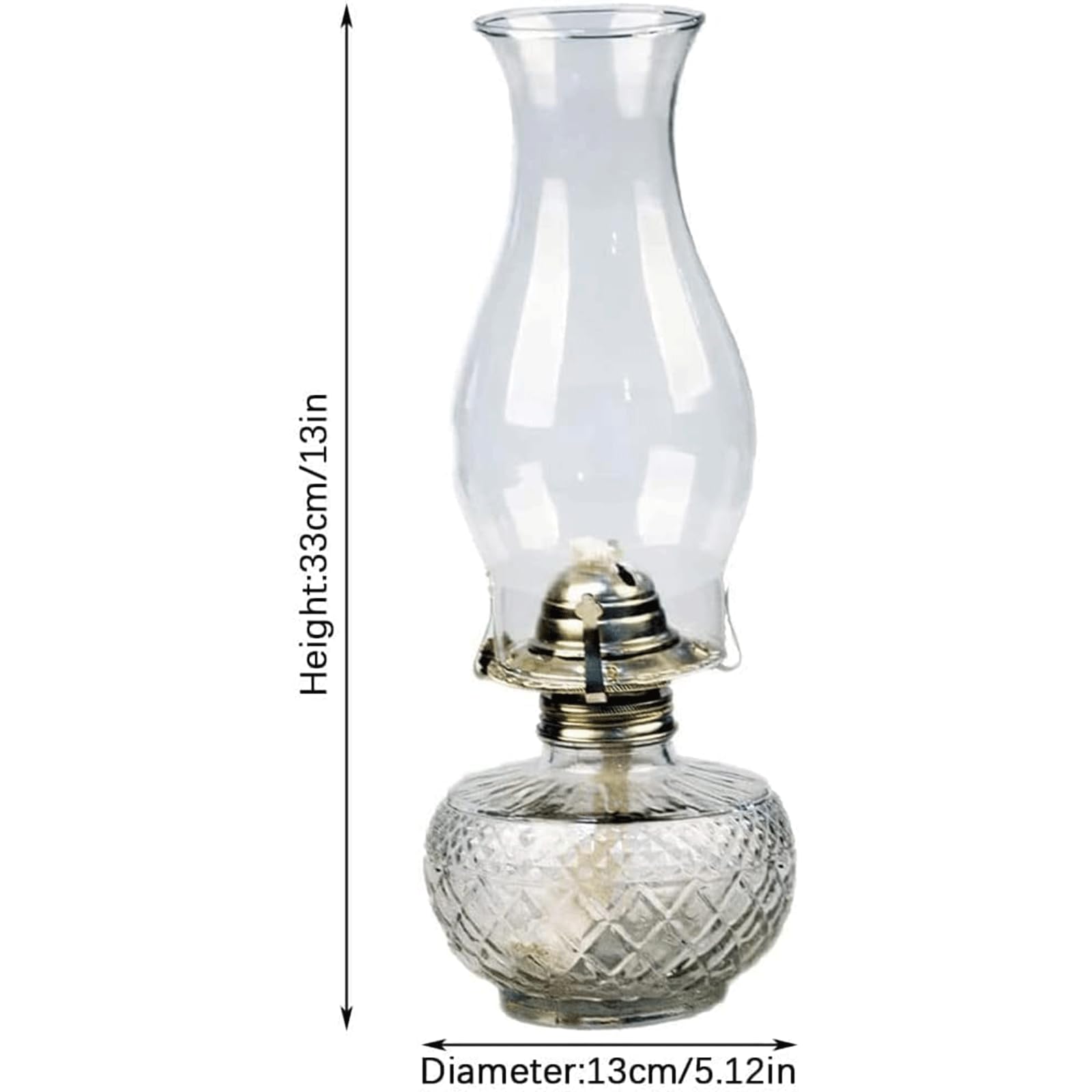 Klare Kristall-Öllampe mit Docht, Verstellbarer Schalter, Kerosinlampe, Vintage-Hurrikan-Lampe, Camping-Zeltlampe, Laterne
