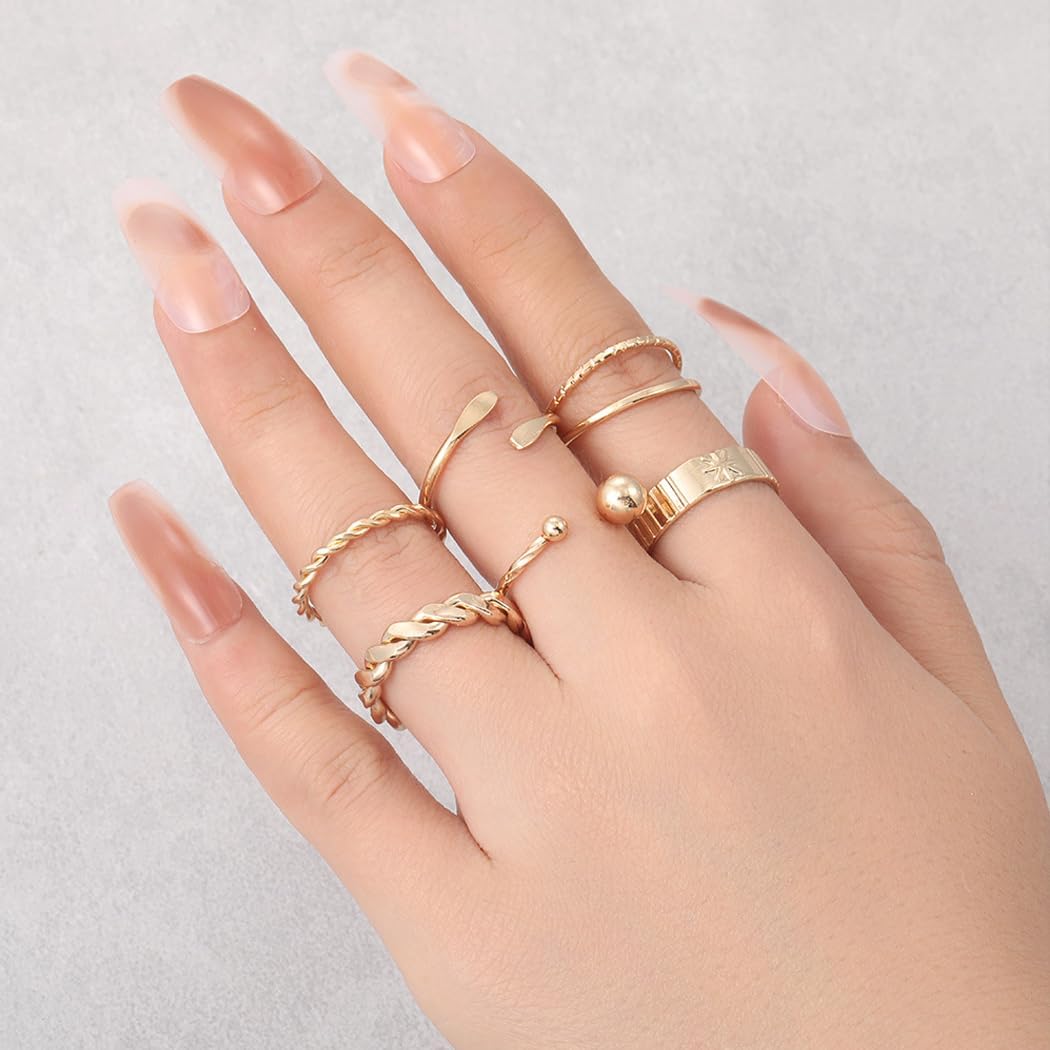 FUTIMELY Chunky Stacking Gold Knuckle Rings Set for Women Fashion Twisting Statement Thumb Midi Rings Adjustable Finger Rings Jewelry Accessories - Image 2