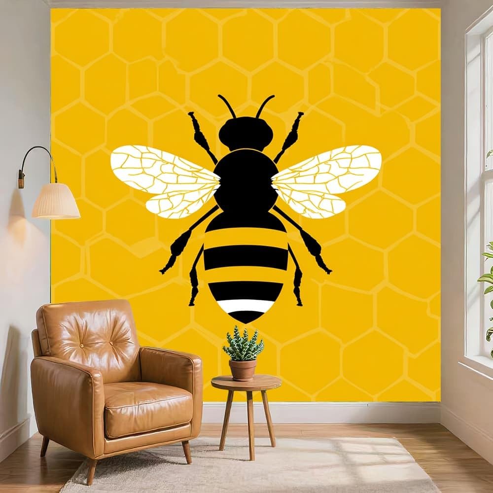 Naklejka ścienna dla dzieci tapeta do pokoju dziecięcego 250 x 175 cm 3d plaster miodu geometryczny wzór 3D dekoracja ścienna naklejka na ścianę samoprzylepna tapeta żółta fototapeta do domu naklejki