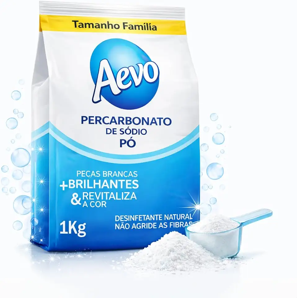Percarbonato de Sódio Removedor de Manchas Sem Cloro para Lavanderia, Tira Manchas, Clareador de Roupas Brancas e Coloridas, Alvejante em Pó Multiuso de Limpeza Eficiente, Econômico e Versátil