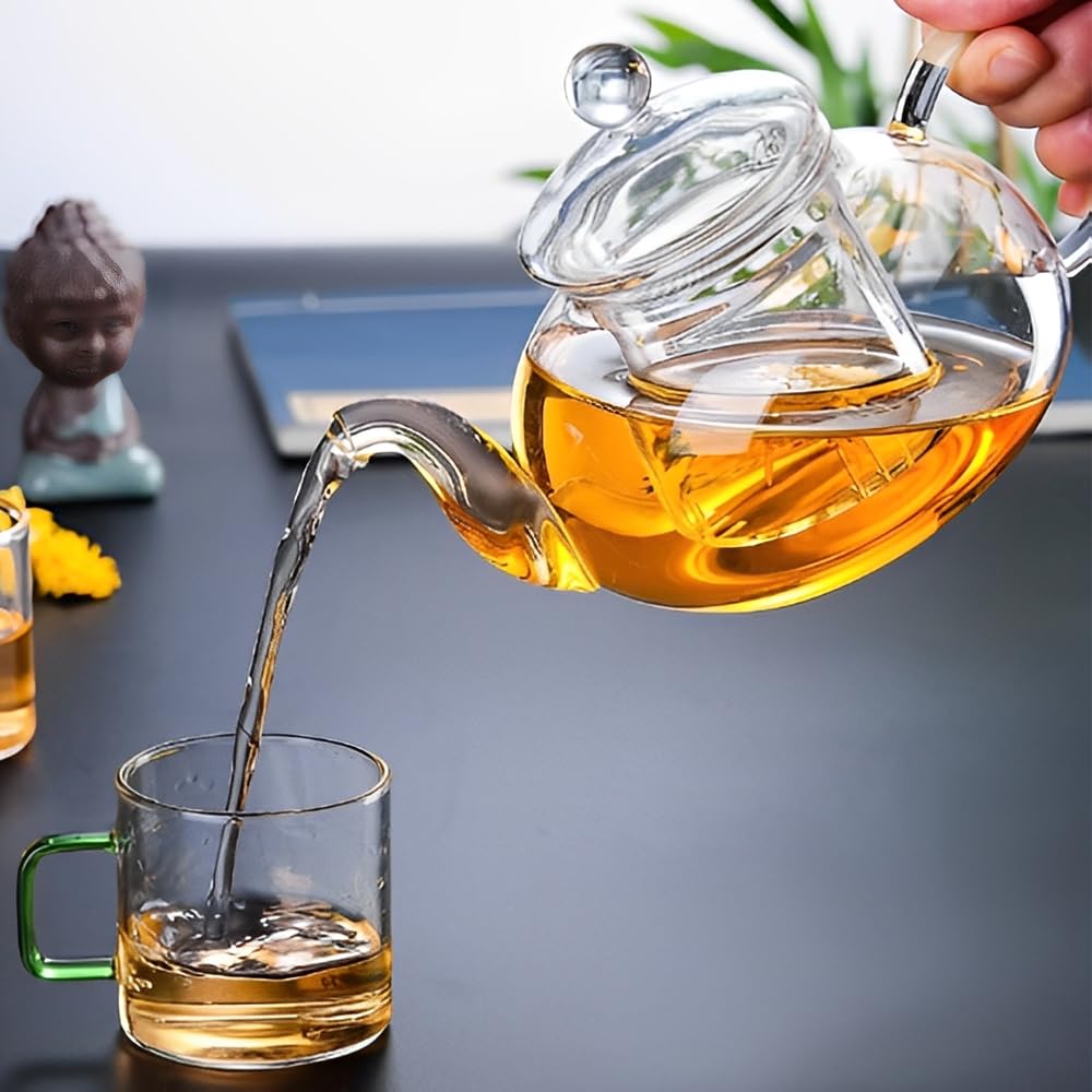 1000ml Teiera Vetro con Infusore, Teiere in Vetro Borosilicato con Filtro per Tisane e tè in Fiore, piccola teiera per foglie sfuse, erbe, frutta, bubble tea | Perfect Tea Maker | Infusore Tè