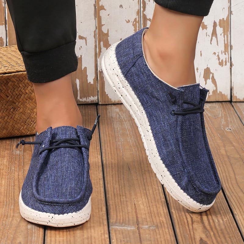 Men’s Casual Canvas Loafers Slip-On Driving Shoes,Lightweight Breathable Couple Moccasins, Comfort Walking Boat Shoes3