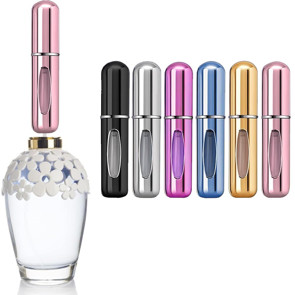 6PCS Mini Perfume Atomizer - Portable 5ml Refillable Travel Bottle for Cosmetics and Outings