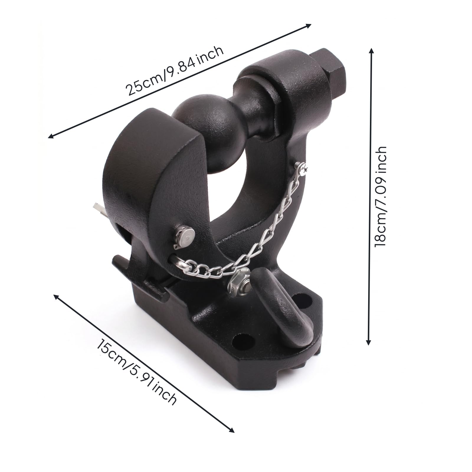 predolo Metall-Tow-Hook mit Montagehalterung schwenkbar schwenkbarer Anhängehaken schwer belastbar Abschleppvorrichtung, Anhängerkupplung Mit Schwarzer Kugel