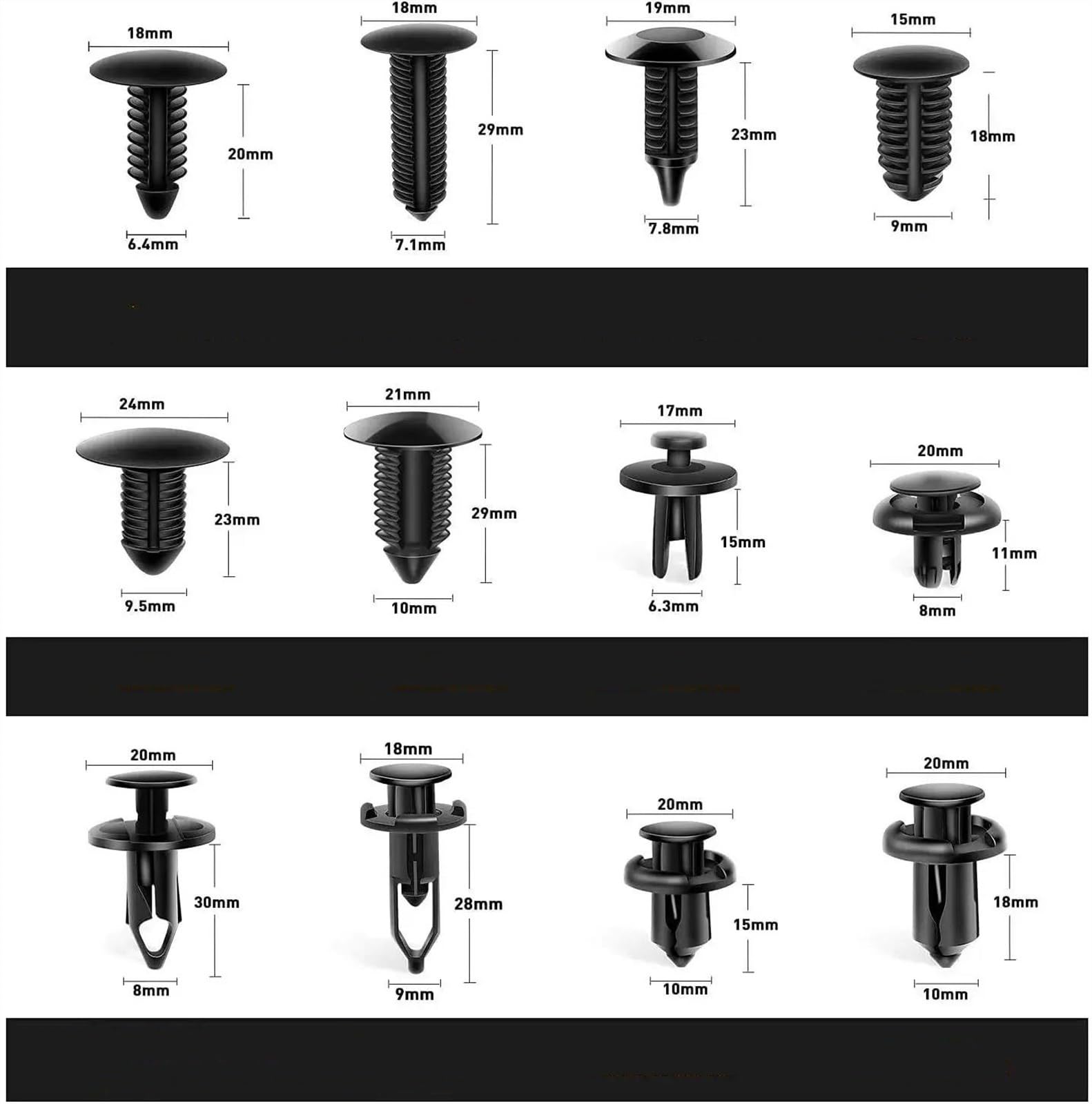 Accessoires de voiture Kit De Clips De Fixation Automatique, 240 Pièces, Rivets Pour Garde-boue, Goupille De Retenue Pour Carrosserie De Voiture, Rivet Pour Pare-choc, Garniture De Porte, Clips De Ret