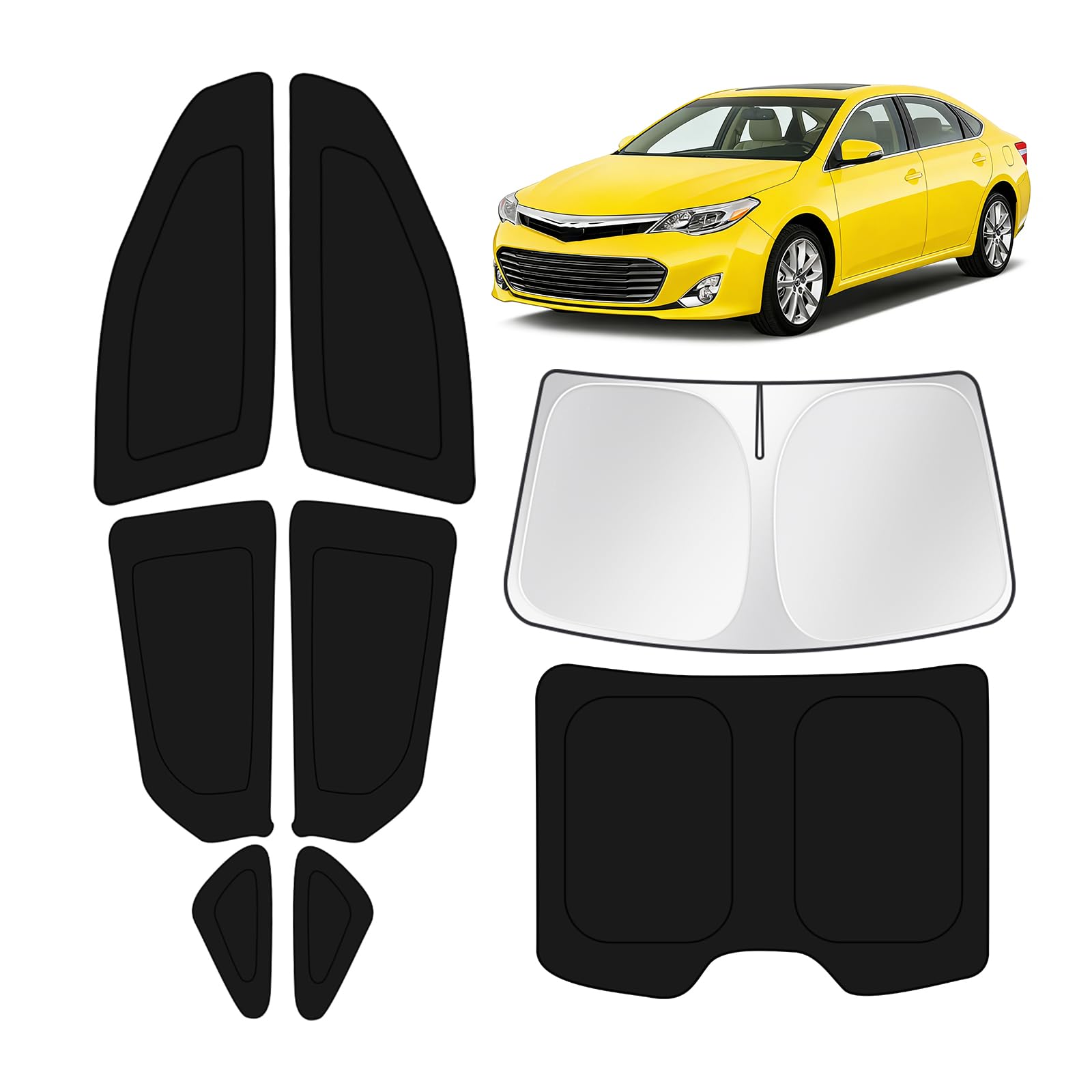 KUST Car Window Shades for Toyota Avalon 2013-2018 Windshield Sun Shade Side Window Cover UV Block Privacy Protection Accessories for Camping Blackout Rear Back Full Set 8PCS