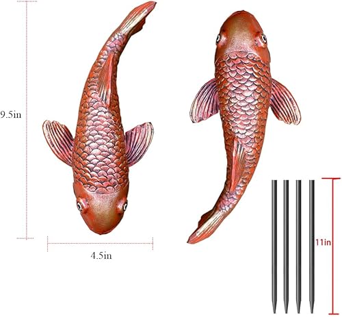 Miniatura 6 de Estatuas de Jardín de Peces Koi de Cerámica Antigua - Juego de 2  Exquisitas Esculturas de Peces para Exteriores, Patio, Estanque y Decoraciones de