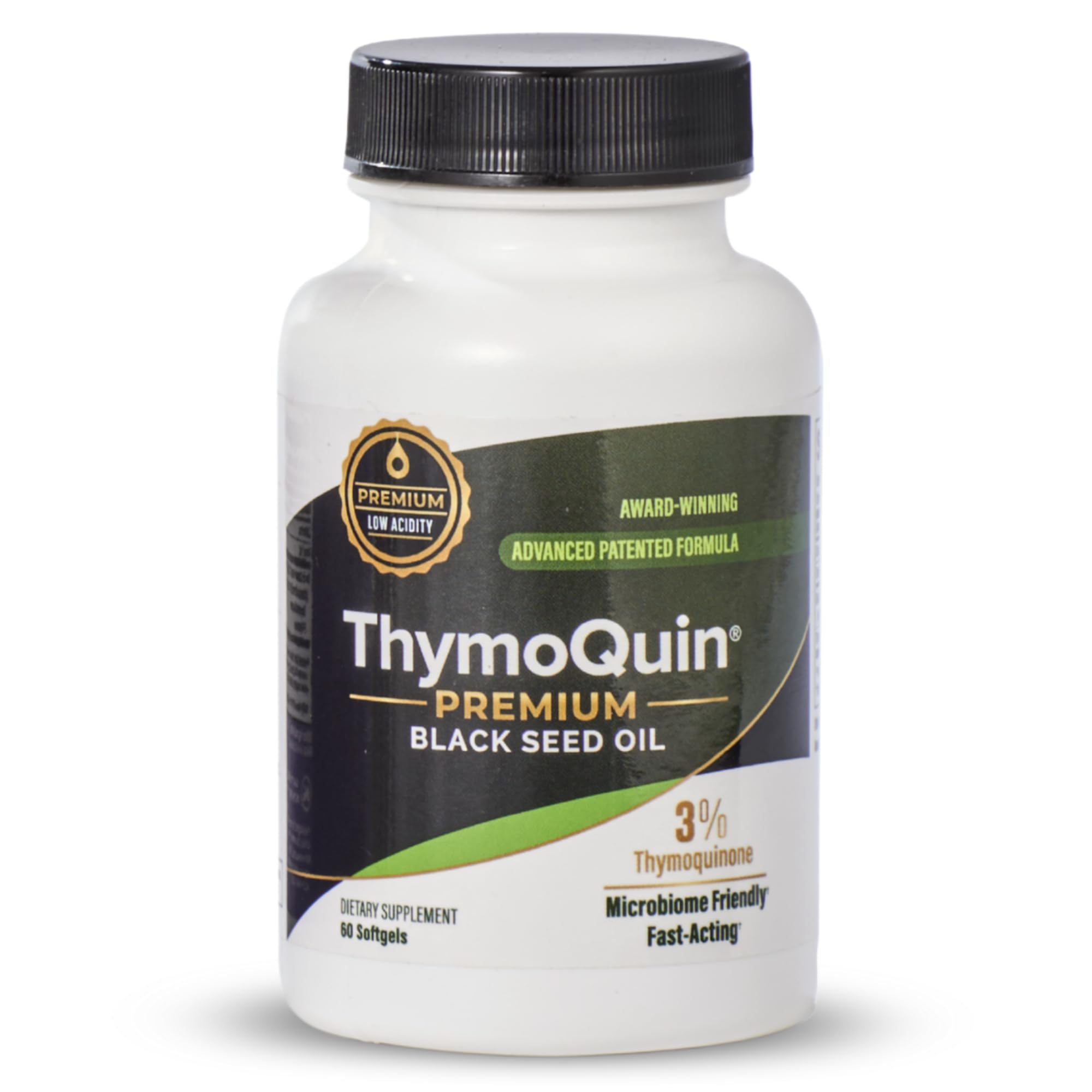 ThymoQuin Cold Pressed Black Seed Oil Capsules for Skin, Joint, Metabolic & Immune Health | USP-Grade, Full-Spectrum Formula with 3% Thymoquinone | Non-GMO Black Cumin Seed Oil, 60 Softgel