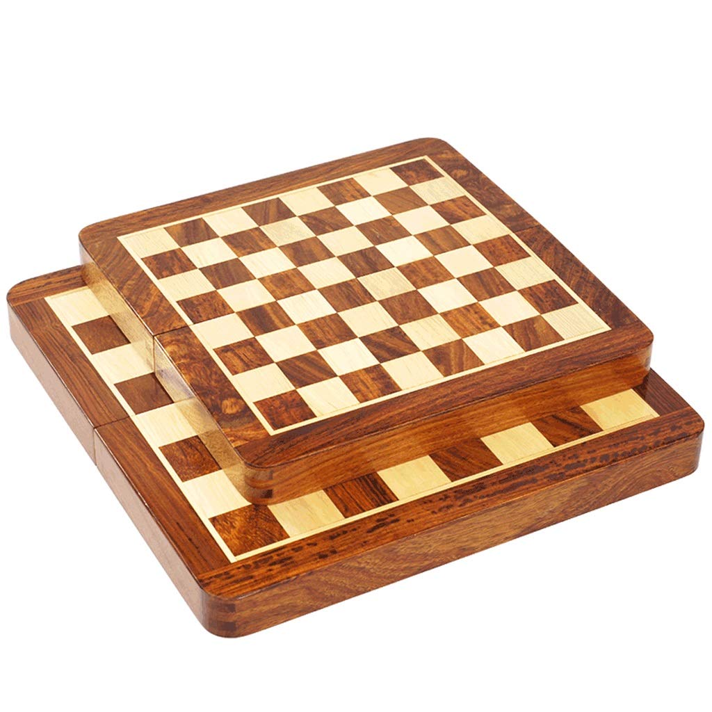MRKU Set di Scacchi Set di Scacchi con Scacchiera Pieghevole in Legno e Scatola di immagazzinaggio Standard Classica, Set di Scacchi Rosewood International, S