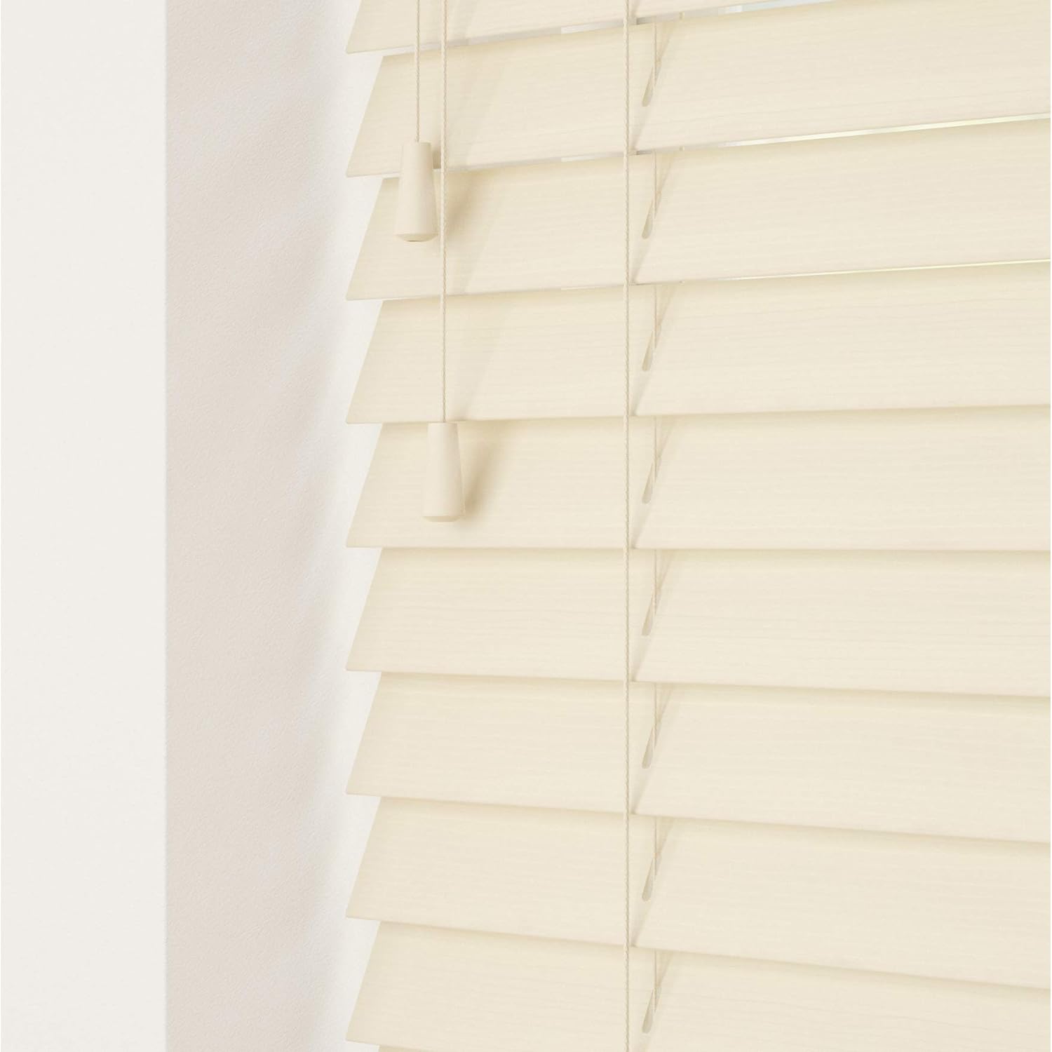Custom Blinds with Strings Fine Grain Faux Wood