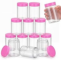 Vista 53 de SATINIOR Paquete de 12 tarros de plástico de 10 onzas con tapas, tarros redondos transparentes para cosméticos de viaje, para artículos de tocador