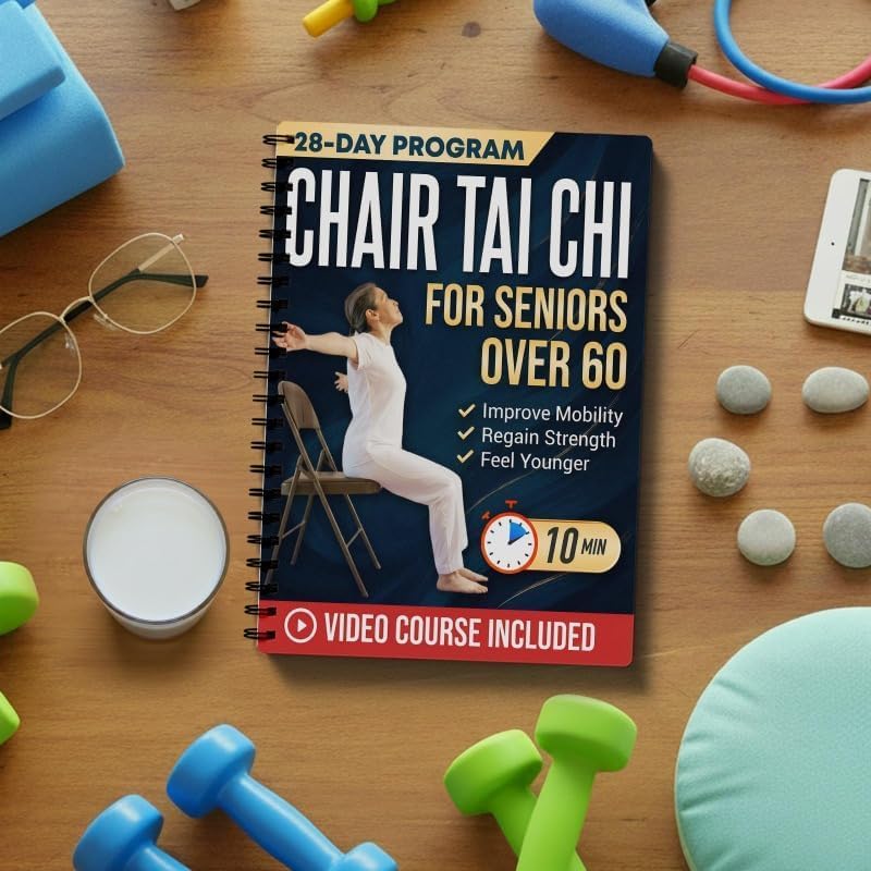 1PCS Tai Chi Chair Fitness Planner for Seniors 60+ – 10-Minute Daily Seated Exercise Log, Mobility & Strength Tracker, Easy-to-Learn Illustrated Journal for Older Adults