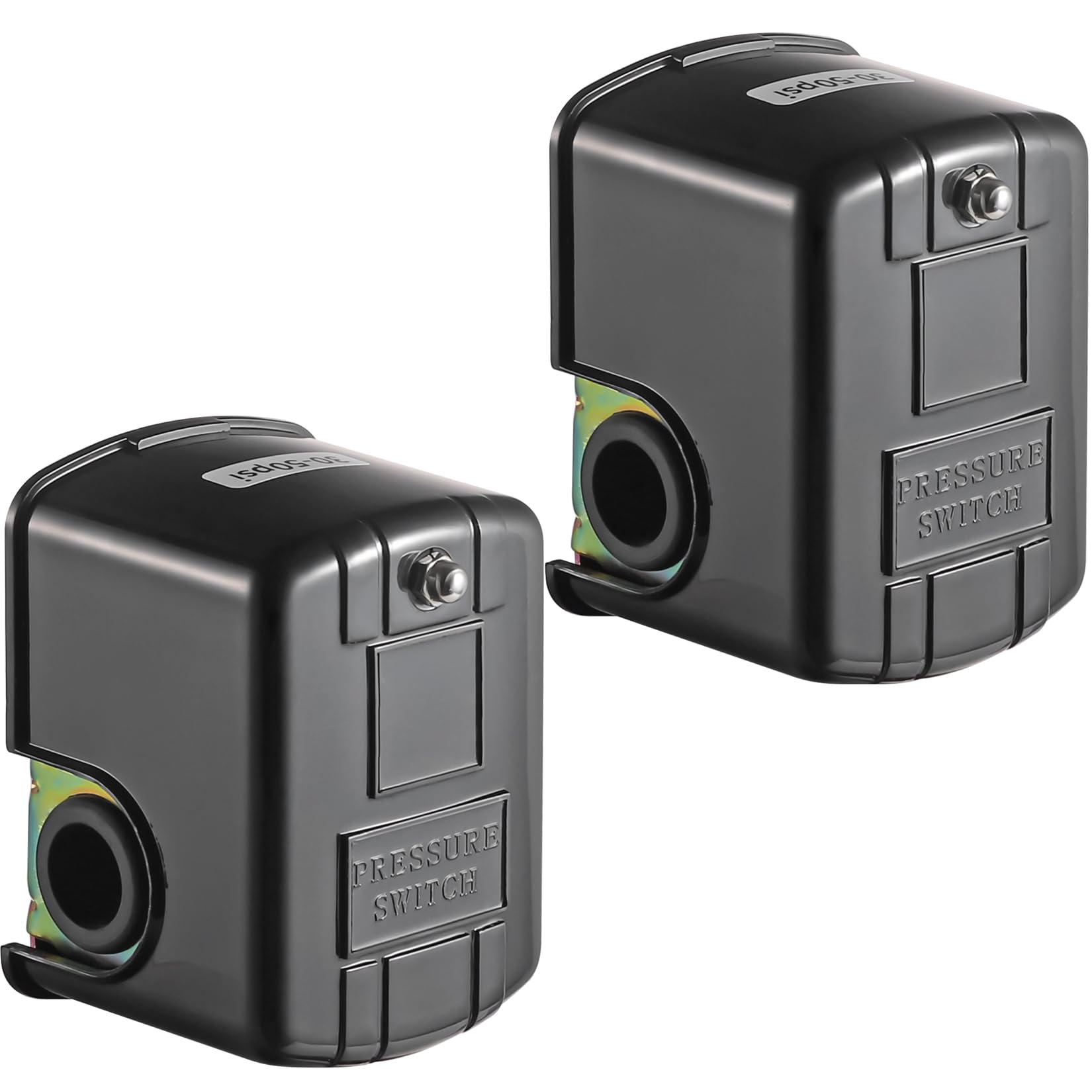 Pressure Switch for Well Pump, 20-40PSI, Adjustable Differential, 1/4" NPT, Automatic, Black 2 Pack