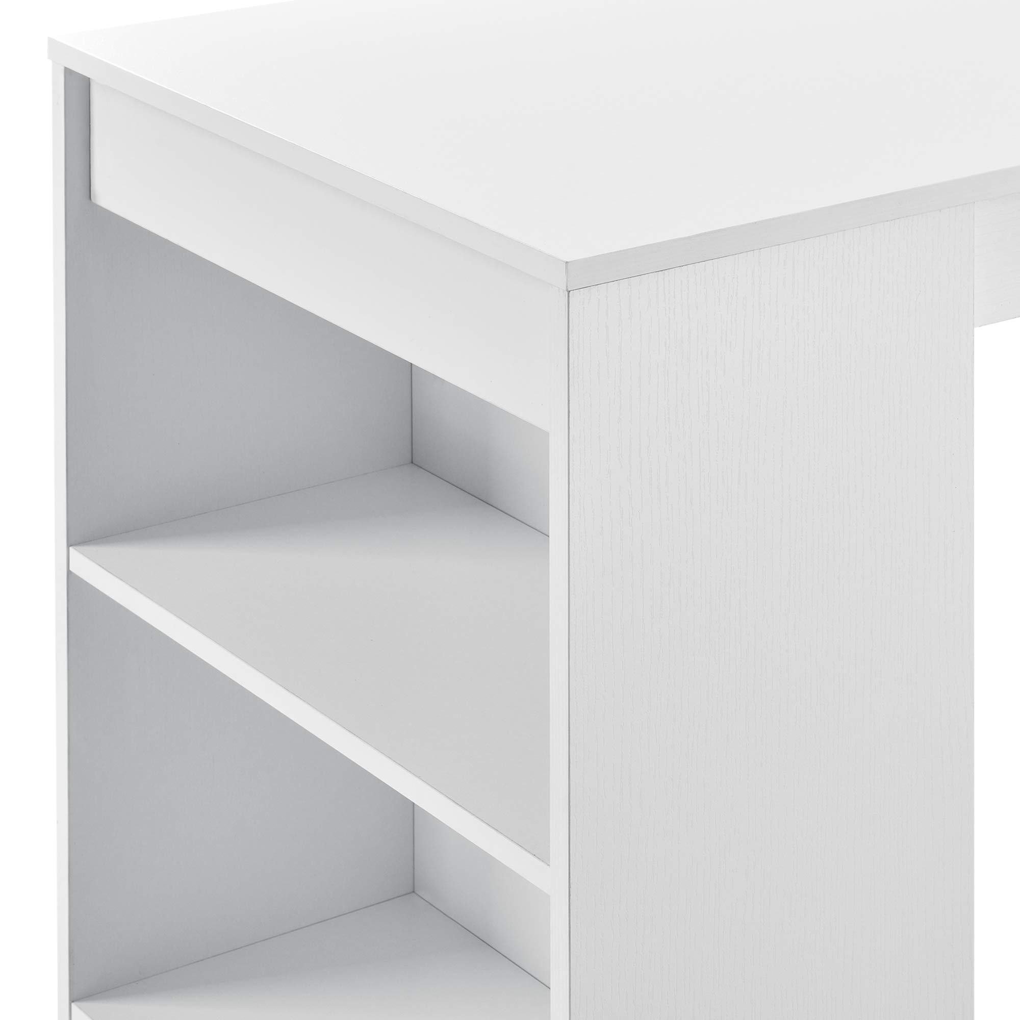 [en.casa] Table de Bar Haute avec Rangement Table Bistro Élégant avec 3 Étagères Mange Debout pour Petits Espaces Cuisine Salon Bureau Panneaux de Particules 110 x 50 x 103 cm Blanc