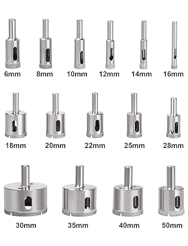 Miniatura 3 de Juego de sierra de agujero, 15 brocas de diamante, kit de sierra de orificio para azulejos, brocas de núcleo recubierto con guía de sierra de