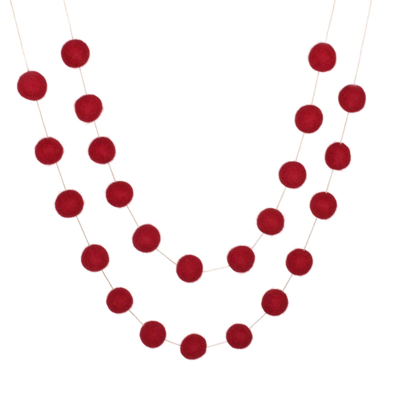 Red Felt Ball Garland 6 ft string with 24 adjustable balls