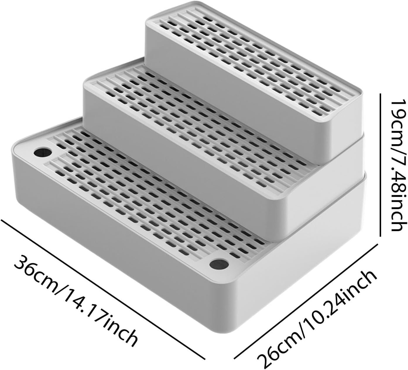 Ramp for Automatic Cat Footboard Removable with Non Slip Feet Waterproof Cat Litter Stair 3 Steps for Small Cats, Light Gray