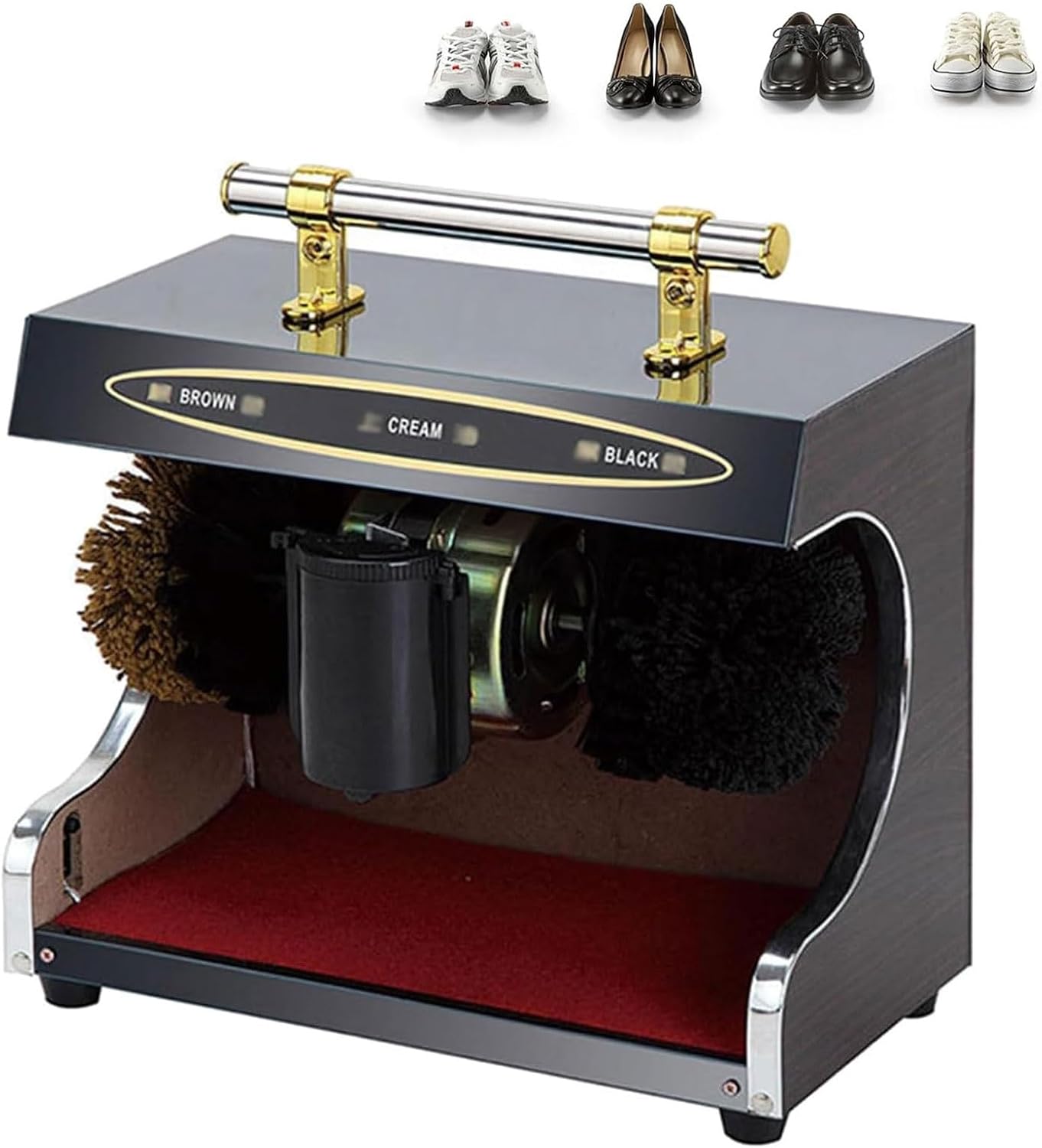 Automatic Induction Shoe Polishing Machine,Household Electric Shoe Polisher with Handle,Commercial Fully Automatic Shoe Polishing Machine,Shoe Cleaning Machine,for Hotel Lobby(Black)