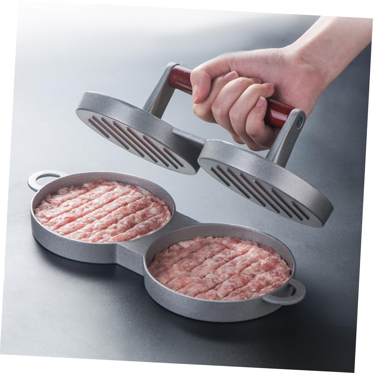 Cabilock 3 Piezas Molde para prensar Hamburguesas aplastador de Hamburguesas Prensa de Carne para cocinar Marcador de Hamburguesa de Cocina Prensa Doble para Hamburguesas
