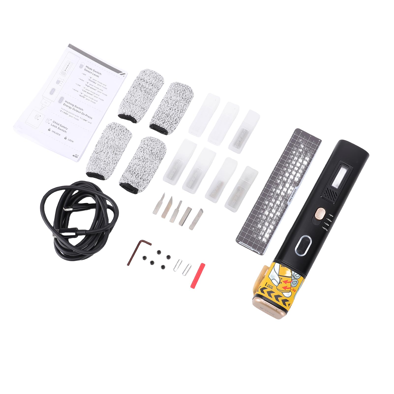 FILFEEL Taglierina da 40 KHz per Stampa 3D – PCB Portatile e Strumento da Taglio con Display, Doppia modalità di Taglio, Luce LED, Kit da 50 Lame – Legno in Plastica ABS (Spina europea)