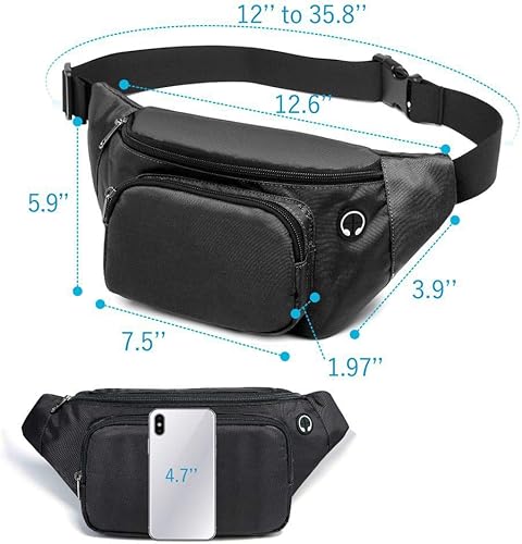 Miniatura 4 de Packism Riñonera para mujeres y hombres  Riñoneras para mujer con cinturón cruzado en todas partes con 6 bolsillos con cremallera, talla grande y