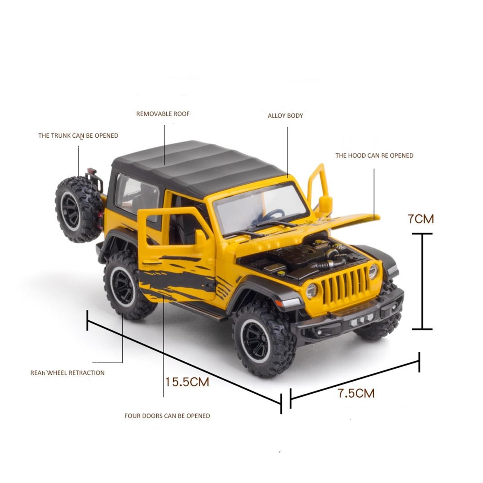 ONAIC Maßstabsmodelle Modellauto 1:32 Für Jeep Für Wrangler Für Rubicon Modellauto Aus Metallguss Sammlerstück Hobby Dekoration Sammlerauto(Grün)