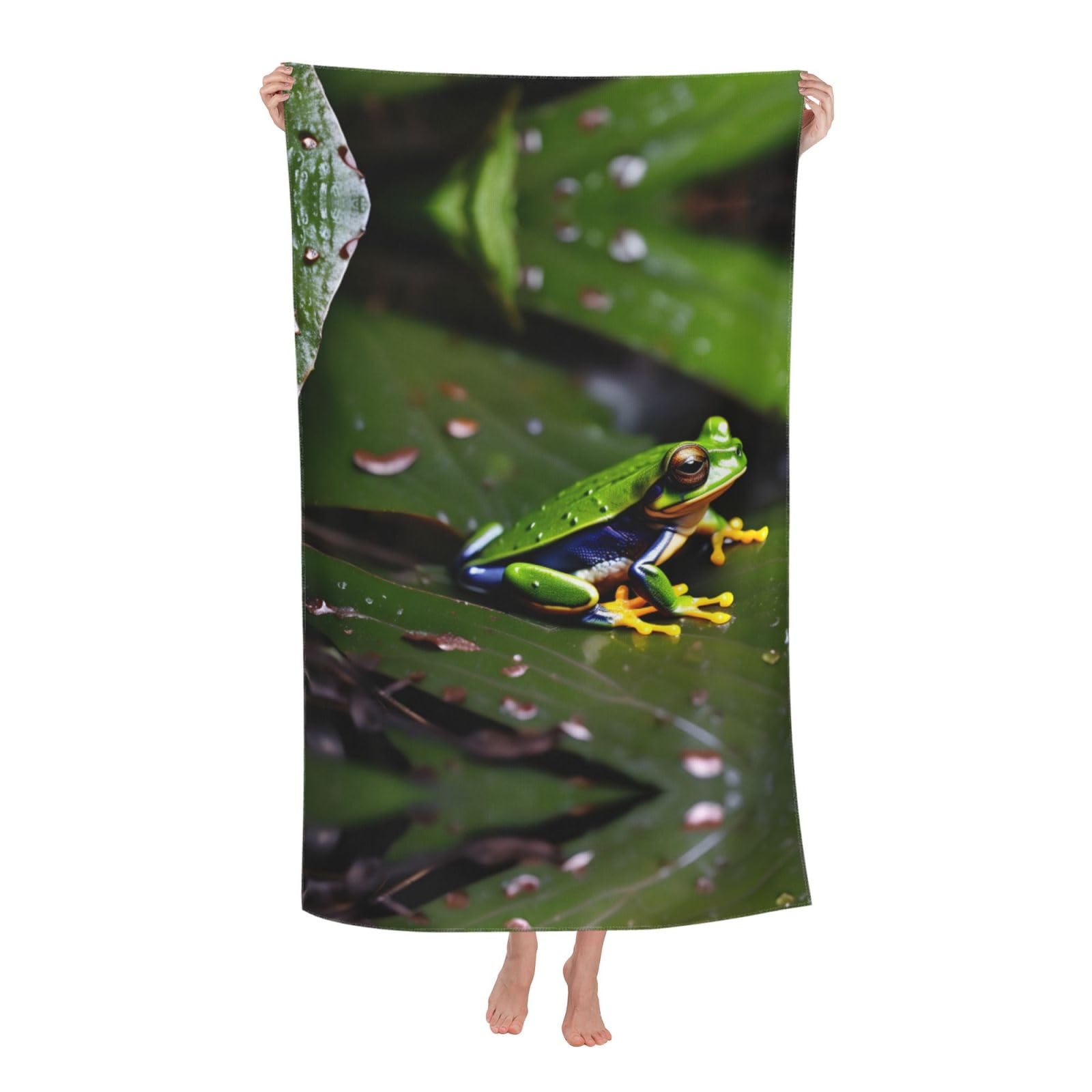 Oazcvbnn Women's White Peace Tree Frogs Print Adult Beach Towel Summer Travel Pool Vacation Swimming Fitness Outdoor Adventures