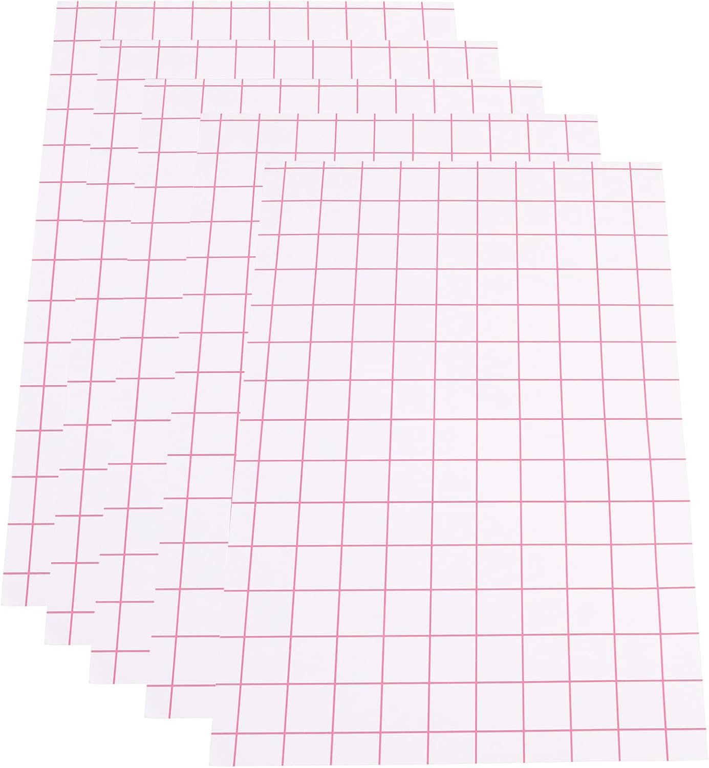 HOOTNEE 5pcs Heat Transfer Paper Sheets A4 Red Grid for Light Color Cotton T-Shirts DIY Craft Printable Iron-on Transfer Paper for Household and Clothing Use