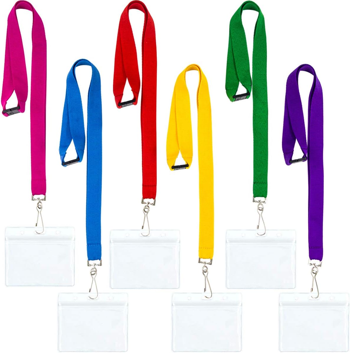 DIY Bright Color Hall Pass Lanyards with Badge Holders Set of 12