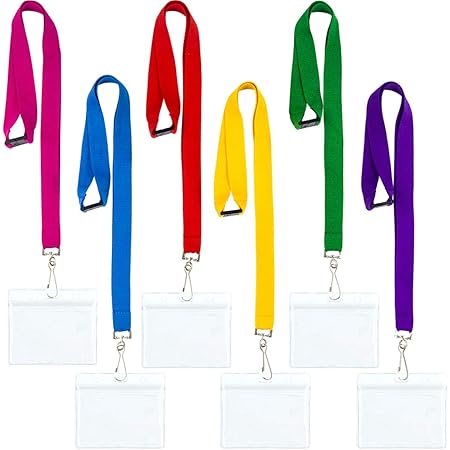 Amazon Com Diy Bright Color Hall Pass Lanyards With Badge Holders Set Of 6 Office Products