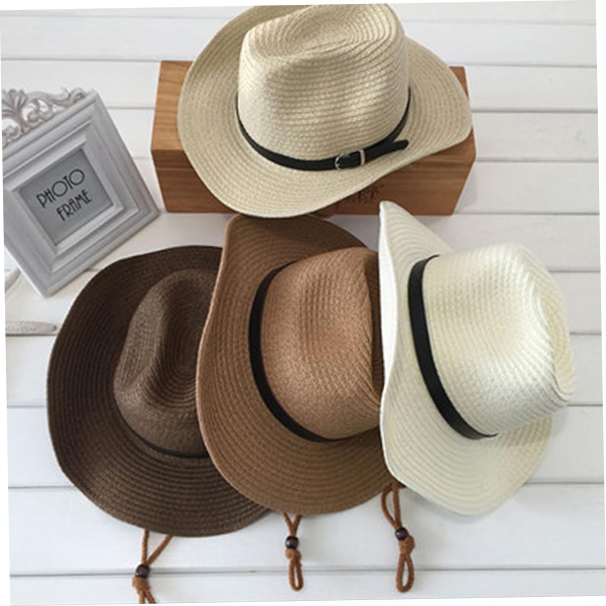 LIFKOME 2pcs Men Floppy Foldable Straw Sun Hat Wide Brim Summer Beach Hat for Adults Cream Color Lightweight Breathable Design for Gardening Camping Pool and Outdoor Activities