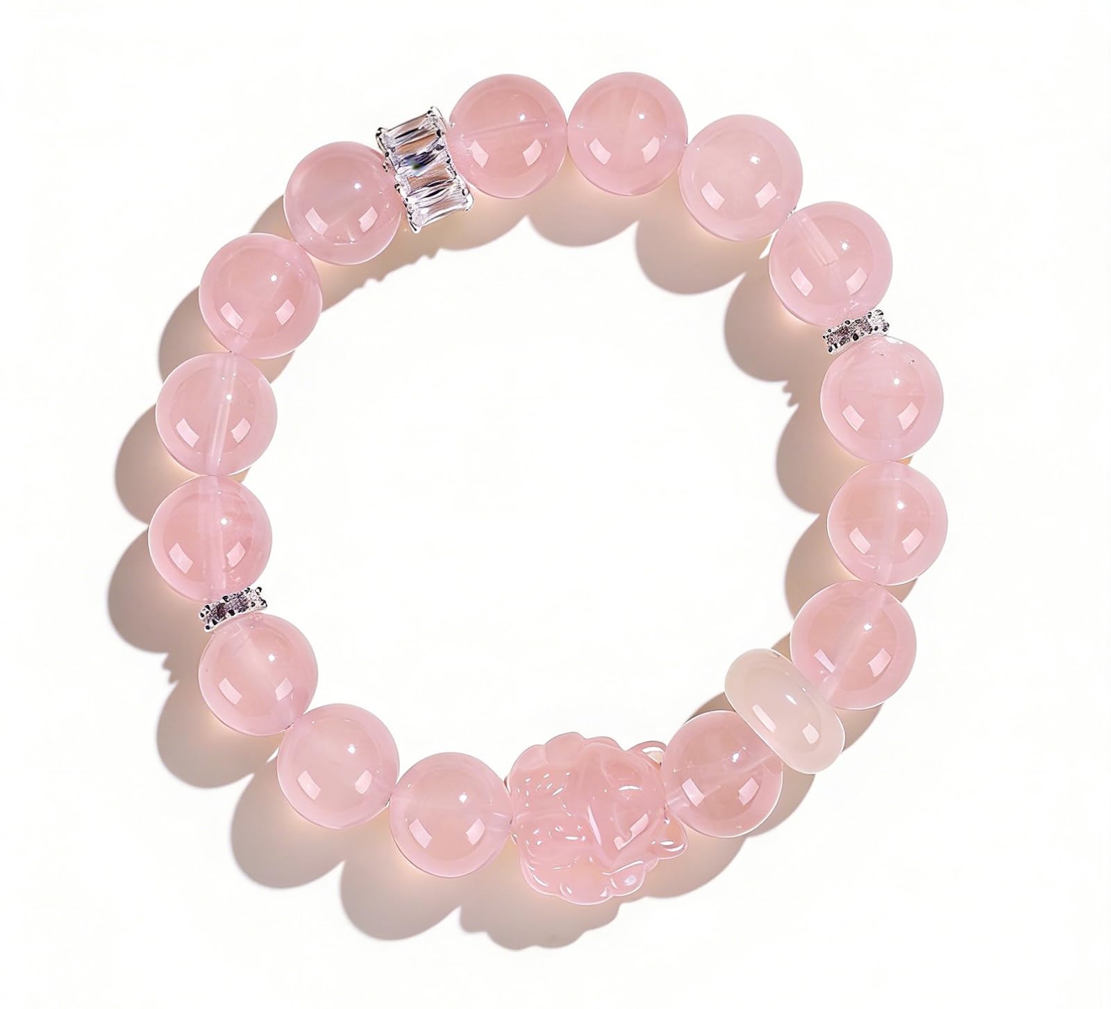 Pulseras de Cuentas de Cristal para Mujer, Ajustables y elásticas, con Piedras Preciosas Naturales, Ideales para cumpleaños, San Valentín y Navidad,White Phantom Quartz