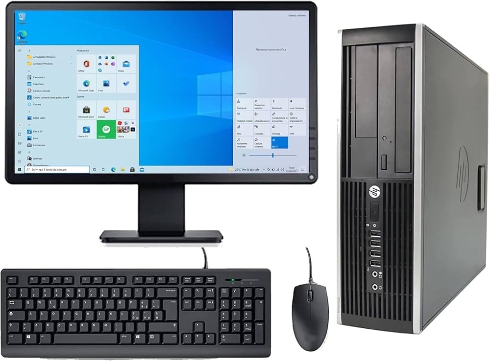 Générique Komputer stacjonarny, i5, 8 GB RAM, dysk twardy 1000 GB, Windows 10 Pro, Wi-FI, 22-calowy monitor LCD, klawiatura i mysz, certyfikat odnowiony, Open Office 2024, (odnowiony) kompatybilny