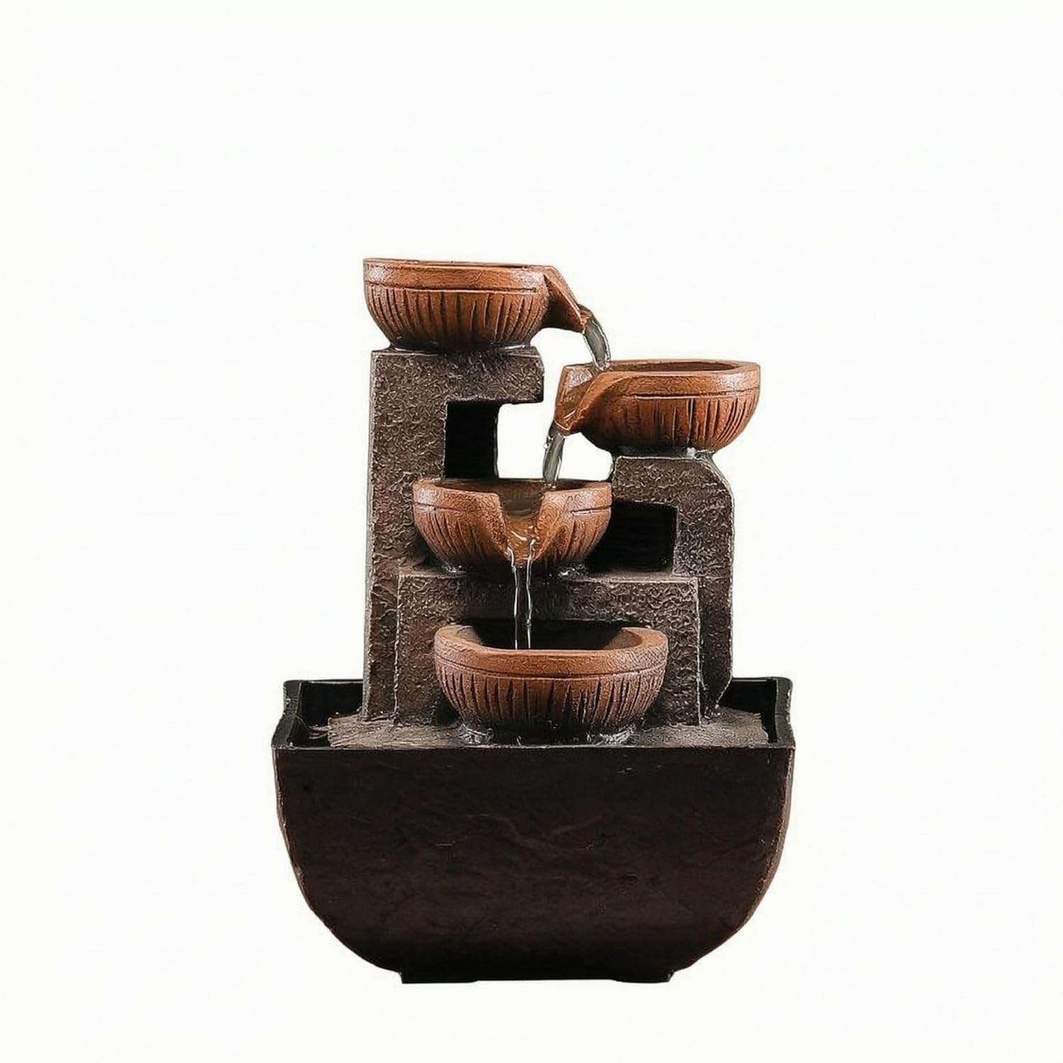 Cascading Chinese-Style Fountain Ornament USB Powered Tiered Water Fountain Warm Lighting Table Decor Compact Size for Tea Room, Office, Display Areas, S-image-23