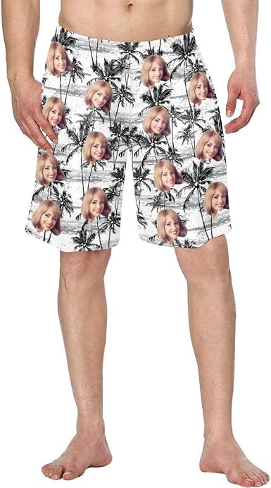 Custom Swim Trunks, Black Summer Palm 