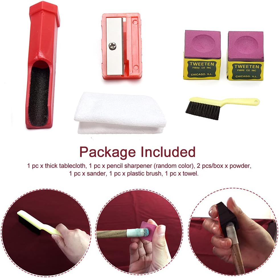 Indoor Pool Table Cloth Set for 7/8/9 ft Billiard Tables, 2.8 Meters Long Professional Pool Table Felt Billiard Cloth with Side Cloth/ Pool Cue Tip Corrector/ Chalk/ Brush/ Towel (Blue) : Sports & Outdoors