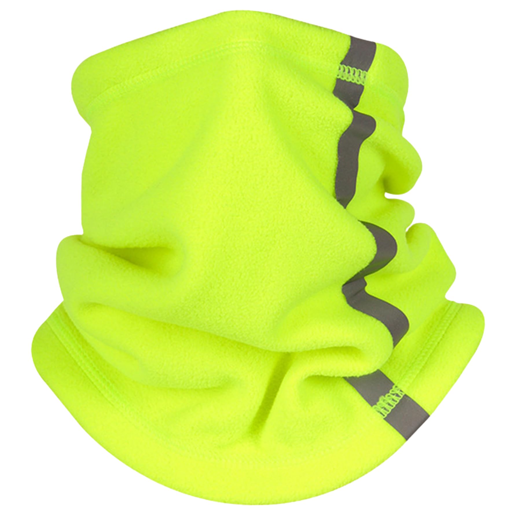 Hperu Unisex Fluorescent Green Face Scarf Polar Fleece Ski Mask Drawstring Neck Cover With Reflective Strap Soft Thermal Face Cover For Cold Weather, - Neck