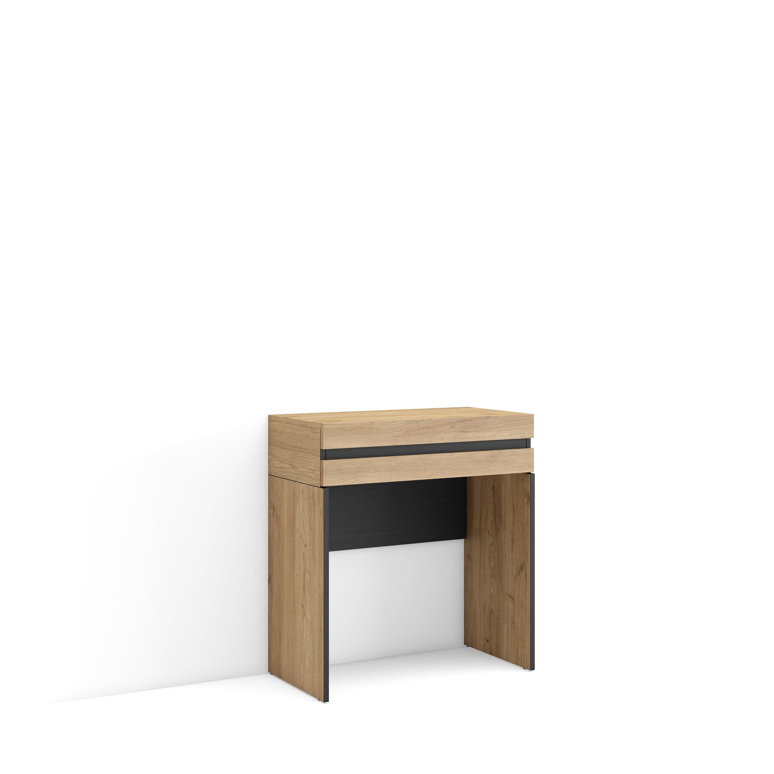 Skraut Home | Coiffeuse | Table Maquillage, Rangement | 70x75x35 cm | avec tiroir | Chambre à Coucher | Style Moderne | Chêne