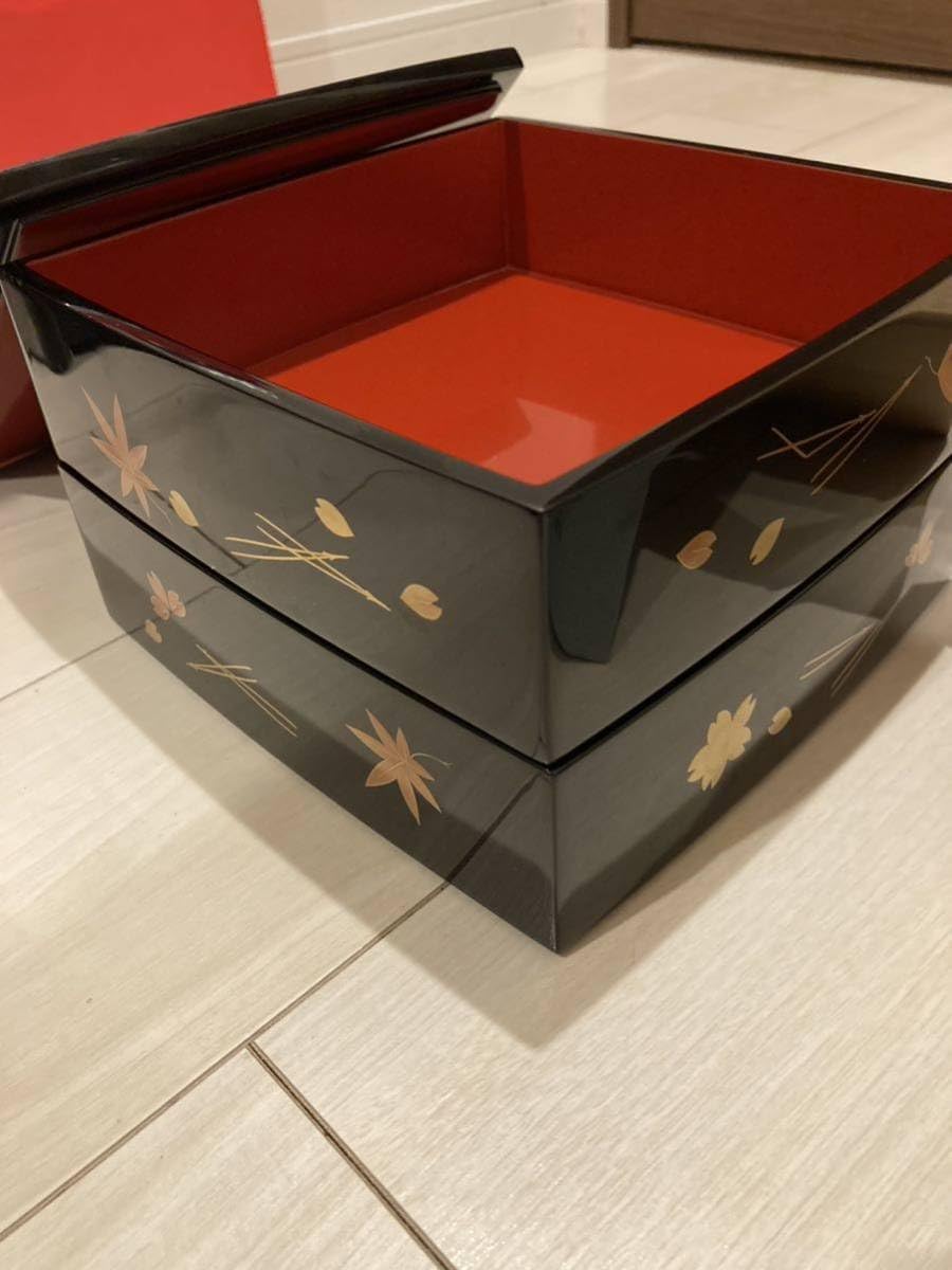 川連漆器 四段重箱 とおかもちセット16.6cm角 美 四段重箱