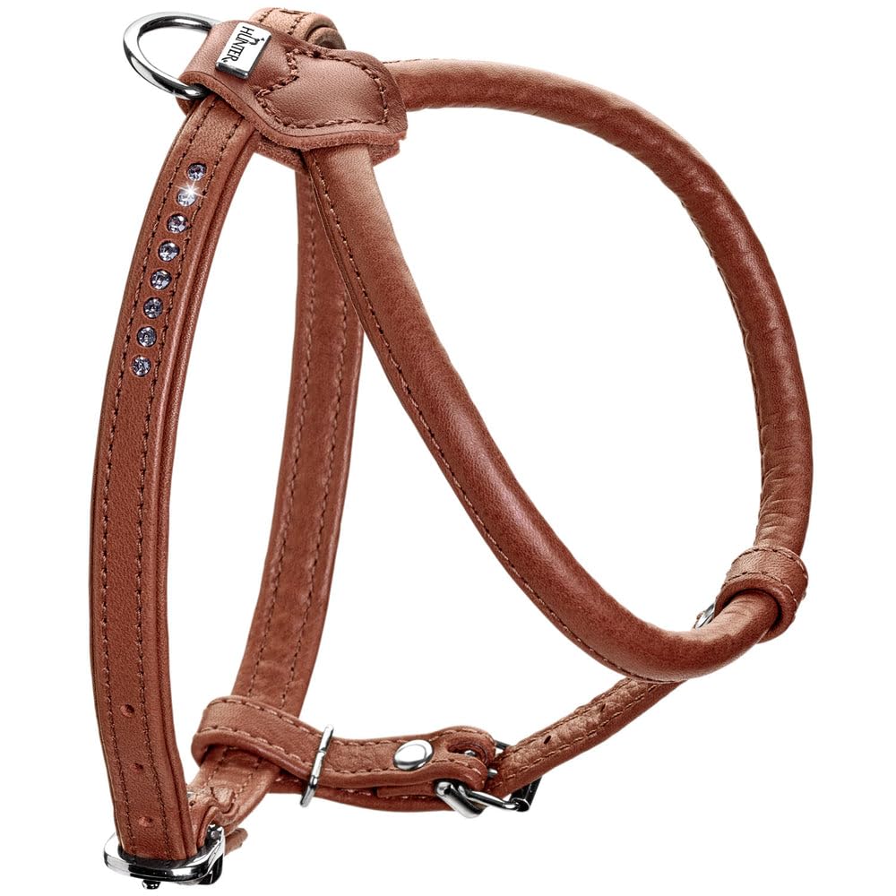 Hunter Round & Soft Canadian UP Dog Harness Colour: Cognac, Soft, Supple Leather, Round-Stitted, Skin-Friendly, Sustainable