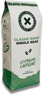 Black Insomnia Classic Roast Whole Bean Coffee - The Strongest Coffee in the World - 1lb Bag (Pack of 1)